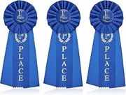 Lewtemi 1st Place Blue Ribbon Award Rosette Ribbon Grand Prize Ribbon Winner Victory Prize Deluxe Recognition Award for Classroom, Competition and Sports Events(3 Packs)
