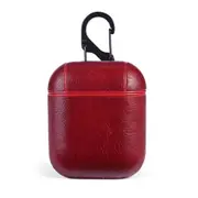 2PC PU Leather Airpods Earphone Protective Case Cover for Apple AirPod 1/2- Red