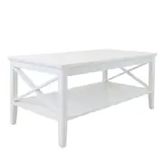 2 Tier Coffee Table White Wooden Storage Shelf Home Office Living Room Furniture