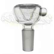 Clear Pyrex Bubble w. Marble Glass on Glass Art Slide Bowl 10mm 14mm 18mm
