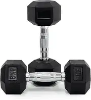 6 kg Body Iron Commercial Rubber Hex Dumbbell Pair - Solid Cast Iron Core, Ergonomic Rubber Coating, Non-Slip Grip, Ideal for Home and Gym Workouts