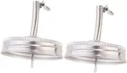 JECOMPRIS 2Pcs Stainless Steel Mason Jar Pour Spout Lid Replacement for Oil Syrups and Liquor Resistant Spout Caps for Canning and Cooking Use