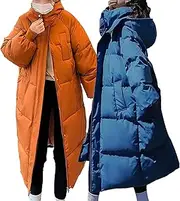[JEShifangjiusu] Padded Coat Warm Long Sleeve For Women 2Pc Bubble Sleeve Bubble Jacket Extra Long Hooded Thickened Warm Down Jacket, Colour 13, M