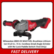 Milwaukee 2880-20 M18 FUEL 4.5"/5" Angle Grinder | No-Lock Paddle | Tool Only