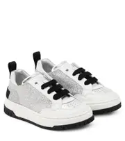 [Moschino Kids] Moschino Kids Logo glitter sneakers UK 2 silver