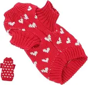 Sosoport Valentine's Day Dog Sweater Acrylic Knitted Vest Small Breed Heart Pattern Warm and Stylish