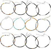 TEMPNAP 12 Pcs Color Bead Anklet Beach Anklet Beachy Jewelry for Women Bead Anklet Jewelry Ornaments for Beach Bead Anklet Beachy Anklets for Women Chain Anklets for Women Beaded