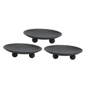 Decorative Iron Plate Candle Holder, Set of 3,Candle Stand for LED & Wax Black