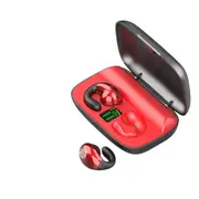 Bone Conduction Bluetooth Earphones Earring Wireless Headphones Ear Clip With Mic Earbuds HiFi Stereo Sports Waterproof Headsets-Red