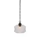 Toltec Rocklin Chain Hung Pendant, Matte Black, 9" Smoke Glass - 92-MB-4492