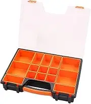 HORUSDY 15 Compartments Parts Storage Box, Plastic Crafts Organizer Bin Carry Case, 3-Different Size Removable Cup Compartment (15 Compartments Box)