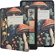 Case for Kindle Paperwhite 12th Gen 2024 (7") & Kindle Colorsoft Signature Edition, Lightweight PU Leather Protective Cover with Auto Sleep Wake Hand Strap Feature, Cute Mushroom
