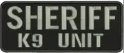 Sheriff k9 unit embroidery patches 4x10 hook on back grey letters