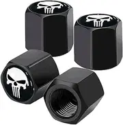 Ajxn 4 Pack Skull Car Wheel Tire Valve Stem Caps Airtight Dust Proof Covers Universal Tire Air Valve Caps for Cars, Trucks, Bicycles, Car Accessories for Men and Women White