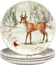 Susan Winget's 11.25" Rustic Dinner Plates Set of 4 - Animal Print Design