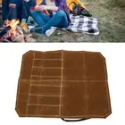 (Khaki)Waxed Canvas Knife Bag 7 Pocket Foldable Chef Knife Roll Bag GR