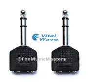 (2) 1/4" Plug (M) to Dual 1/8" Jacks (F) Stereo Headphone Splitter Adapter VWLTW