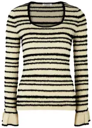 BY Malene Birger Morila Striped Brushed Cotton-blend top - Black - M (UK12 / M) M (UK12 / M)