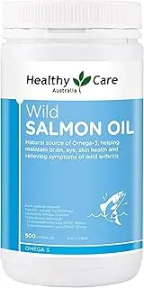 Healthy Care Salmon Oil Capsules - Premium Dietary Supplement for Heart, Brain, and Joint Health - Gluten & Sugar-Free - 500 Tablets