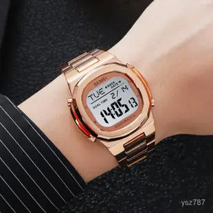 現貨（噹天髮貨）新款金屬殻男錶 職場商務風腕錶 防水夜光手錶 運動鋼帶電子錶 男錶 OPDE