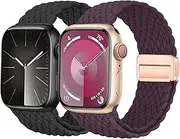 2 Pack Braided Solo Loop for Apple Braided Watch Band 49mm 45mm 44mm 42mm 41mm 40mm 38mm Elastic Band With Magnetic Buckle Nylon Sport Strap for iWatch Ultra 2 Ultra SE 2 SE Series 9 8 7 6 5 4 3