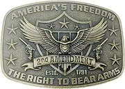[CL&J BB] Belt Buckle Western Cowboy Native American's Freedom Right to Bear Arms (AMEG-1-G, Brown