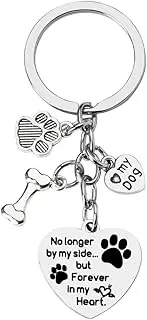 Pet Dog Memorial Gifts for Loss of Dog - No Longer by My Side Forever in My Heart Keychain Pet Dog Sympathy Gifts for Men Women Memory Gifts for Loss of Pets Dog Remembrance Gift