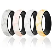 Silicone Wedding 2Layer Ring Set - Marbles by ROQ for Women - 4 x 11 mm Ring