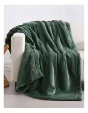 [Serene] Hudson Fleece and Sherpa Reverse Throw Blanket in Leaf