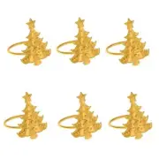 Set of 6 Christmas Napkin Rings, Xmas Tree Napkin Holder for Thanksgiving