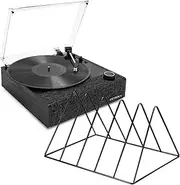 Victrola Eastwood II Turntable - Black + Gadhouse Vinyl Rack Bundle - Black