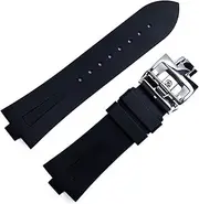[KAVJU] 25mm * 8mm Rubber Silicone WatchBand For Vacheron Constantin Overseas Watch Bnad Black Blue Waterproof Sport Strap