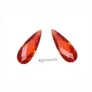 2 Cubic Zirconia Flat Pear Briolettes Beads 7x18mm Orange Red #64073