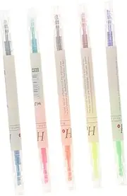 HONMEET 5Pcs Double Head Highlighter Pens Colorful Markers with Oblique Tips Comfortable Grip Smooth Writing for Students Artists