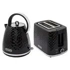 Westinghouse Cordless 1.7L Kettle & 2 Slice Toaster Set Black Diamond Pattern