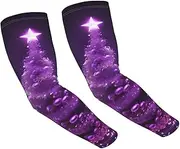 [FHEDVBN] Christmas Purple Tree Arm Sleeves Compression Arm Covers for Men Women Outdoor Sun Sleeves Cooling Sports Sleeve, Black