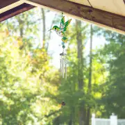 31"Long Hummingbird Sun catcher Wind Chime Silver Gem Home Decor Unique Gift