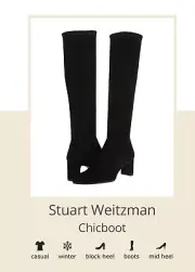 NIB Stuart Weitzman Suede Chic Boot Black Size 5US $700