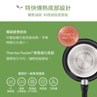 【Tefal 特福】法國製綠生活陶瓷不沾鍋系列20CM平底鍋-曜石黑(適用電磁爐)