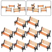 10PCS Model Train HO TT Scale 1:87 Bench Chair Settee Street Park Layout Kit -US