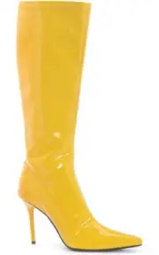 ADULT WOMENS YELLOW SEXY EMMA RETRO HIGH HEEL COSTUME BOOTS FANCY DRESS UP