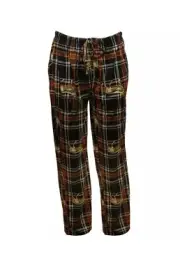 New Mens Lounge Pants 2XL Woodland Creek Flannel Deer in Black/Orange Plaid Pjs