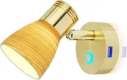 Teak Color Glass Lampshade 12V USB Reading Light - 3W Warm White, Touch Adjustable, Blue Decor Light, Beautiful Box, Stainless Steel Screws, Interior Lamp, Bed Lamp for Yacht RV Boat Caravan
