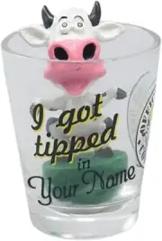 Lipco Cow Tipping Shot Glass, Glass and Plastic, 1.2 Oz, Glassware and Drinkware