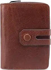 [STBTOO] Genuine Leather Wallet for Men Male Vintage Cowhide Short Small Men's Purse Card Holder with Zipper, One Color, One Size