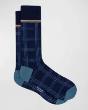 NWT $35 Paul Smith Men's “Damon” Plaid Check Socks made in Italy.