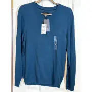 Alfani Merino Wool Blend V-Neck Sweater Soft Knit Pullover Dark Kale Small