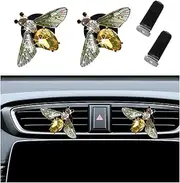 2PCS Bling Bee Air Vent Clips, Cute Crystal Car Air Fresheners Vent Clips, Rhinestone Diamond Auto Diffuser Vent Clip for Women Girls, Car Interior Decor Accessories (Green)