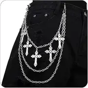 [Xeyau] Punk Pants Chain Hip Hop Cross Sword Star Rivet Charm Layered Jeans Chains Wallet Chain Vintage Rock Chains for Women Men Halloween Jewelry Clothing Accessories