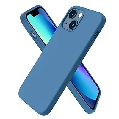 Compatible with iPhone 13 Mini Case, Slim Liquid Silicone 3 Layers Full Blue